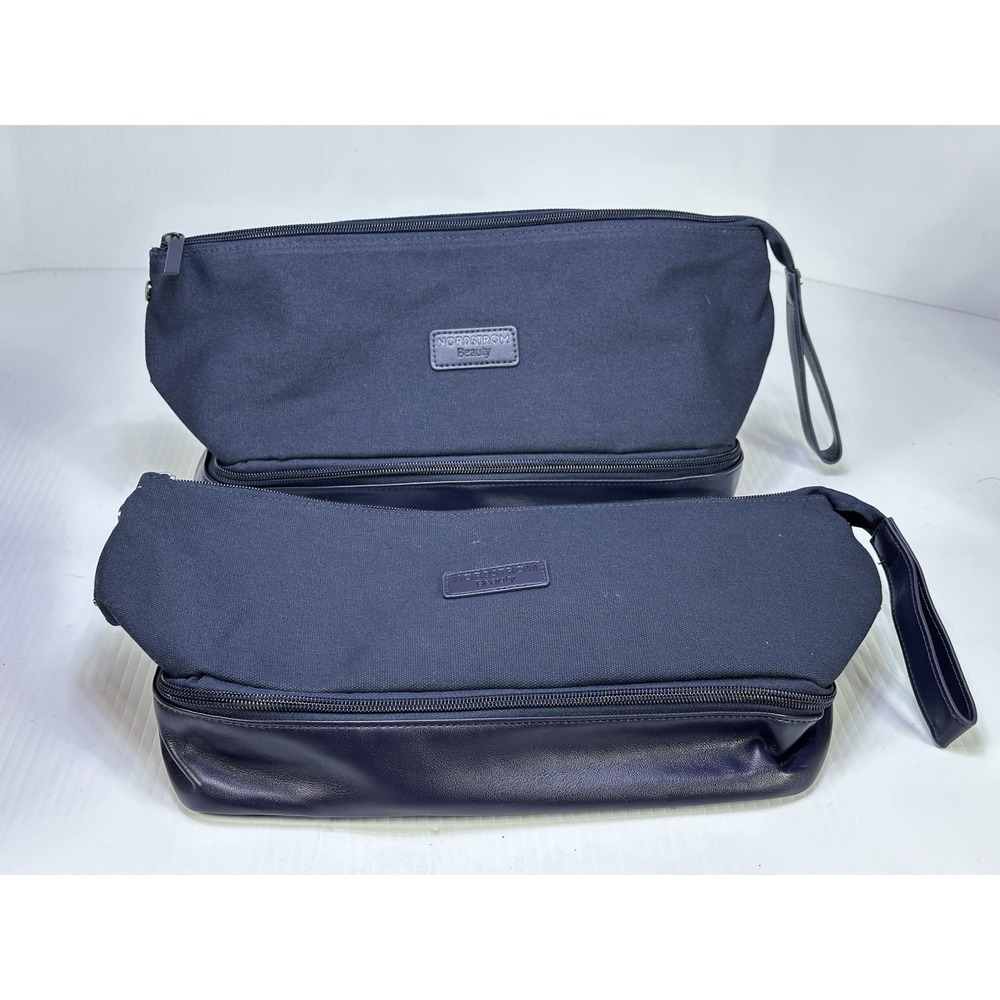 2 New Nordstrom Blue Beauty Bag Makeup Cosmetic Pouch